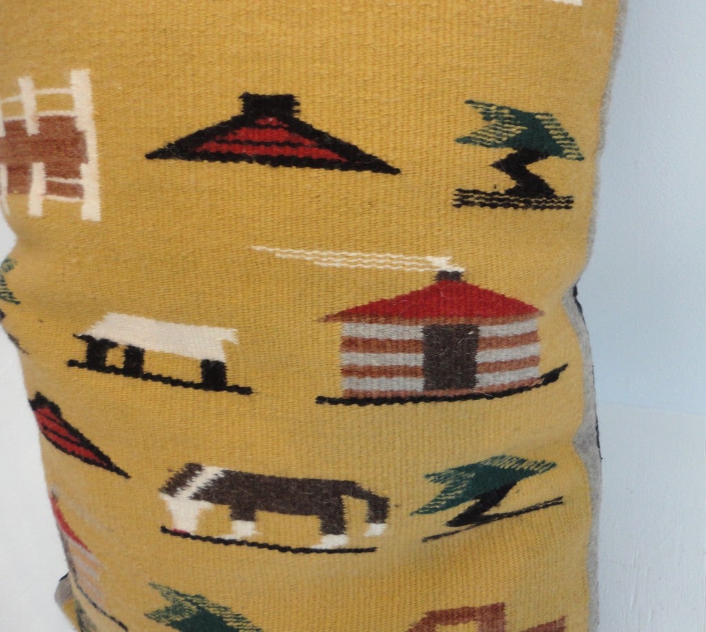 Américain Coussin graphique rare et inhabituel avec traversin de tissage Navajo en vente