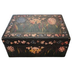 Fantastic 19thc Paint Decorated Floral Jewery Box