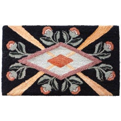 Fantastic Floral and Graphic Mounted Hand-Hooked Rug