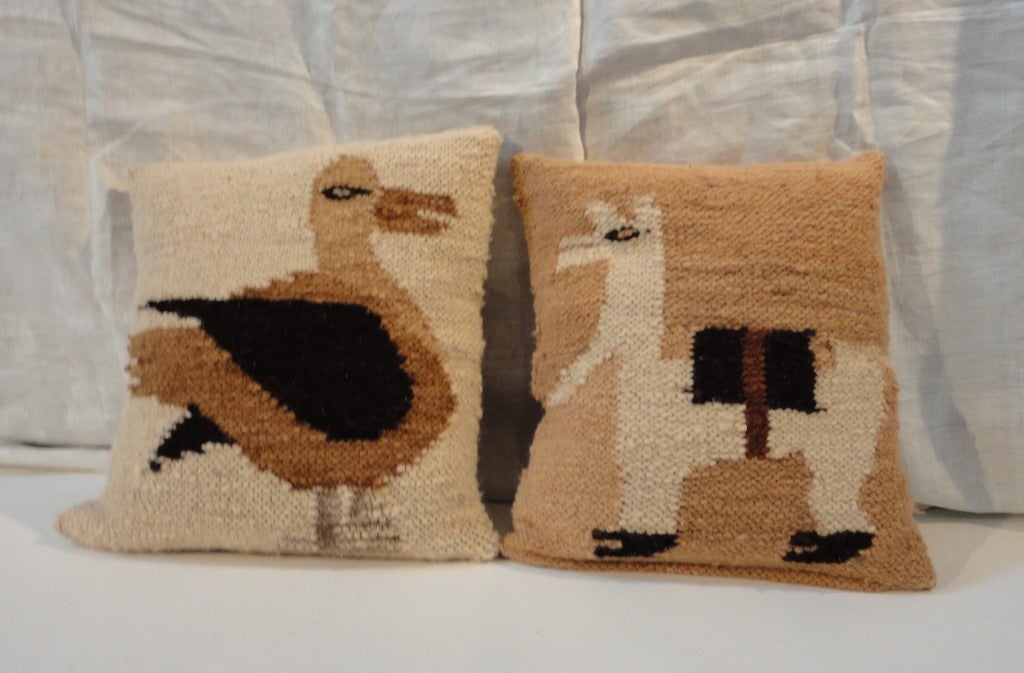 Pair Peruvian Indian Weaving Pillows/Hand Woven Front & Back
