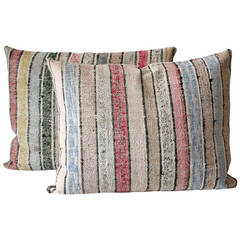 Pair of Striped Rag Rug Pillows