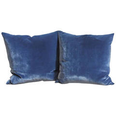 Pair of Blue Velvet Pillows