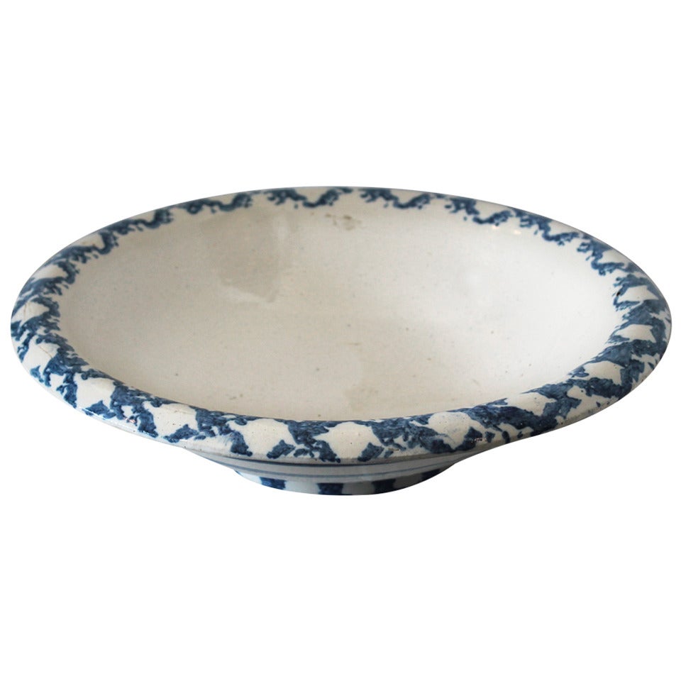 Large 19th Century Spongeware Serving Bowl