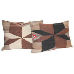 Pair of Navajo Saddle Blanket Weaving Pillows