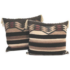 Fantastic Pair of Geometric  Navajo Indian Weaving Pillows