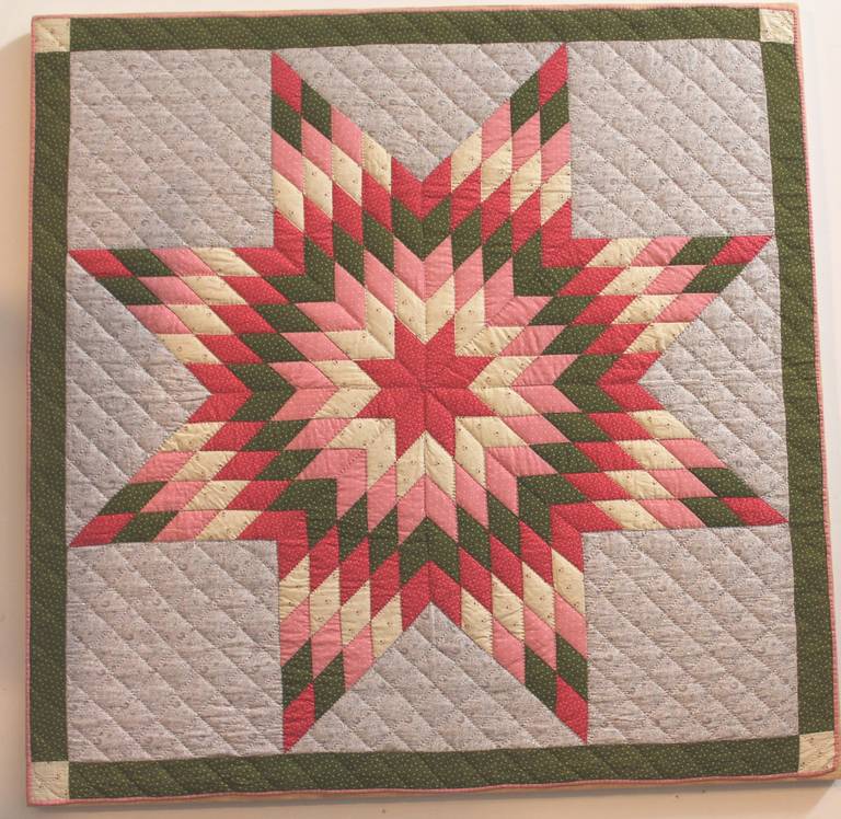 American Amazing Mounted, 19th Century Pennsylvania Star Crib Quilt