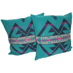 Used Pair of Amazing Cayuse Pendleton Indian Blanket Pillows