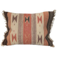 Vintage Navajo Indian Weaving Fringed Pillow