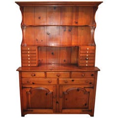 Handmade Signed and Dated Pine Stepback Apothecary or Hutch 12