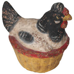 Early 19th Century Mexican Folk Art Chicken on a Nest