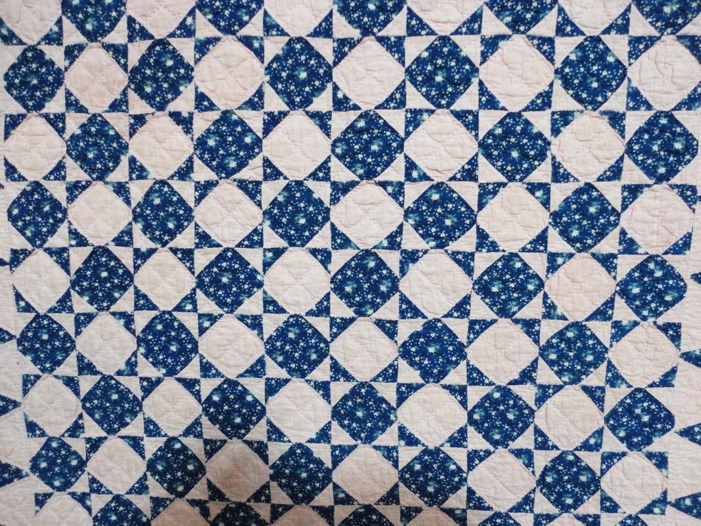 19th Century Early 19thc New England Great Mini Pieced Mounted Crib Quilt