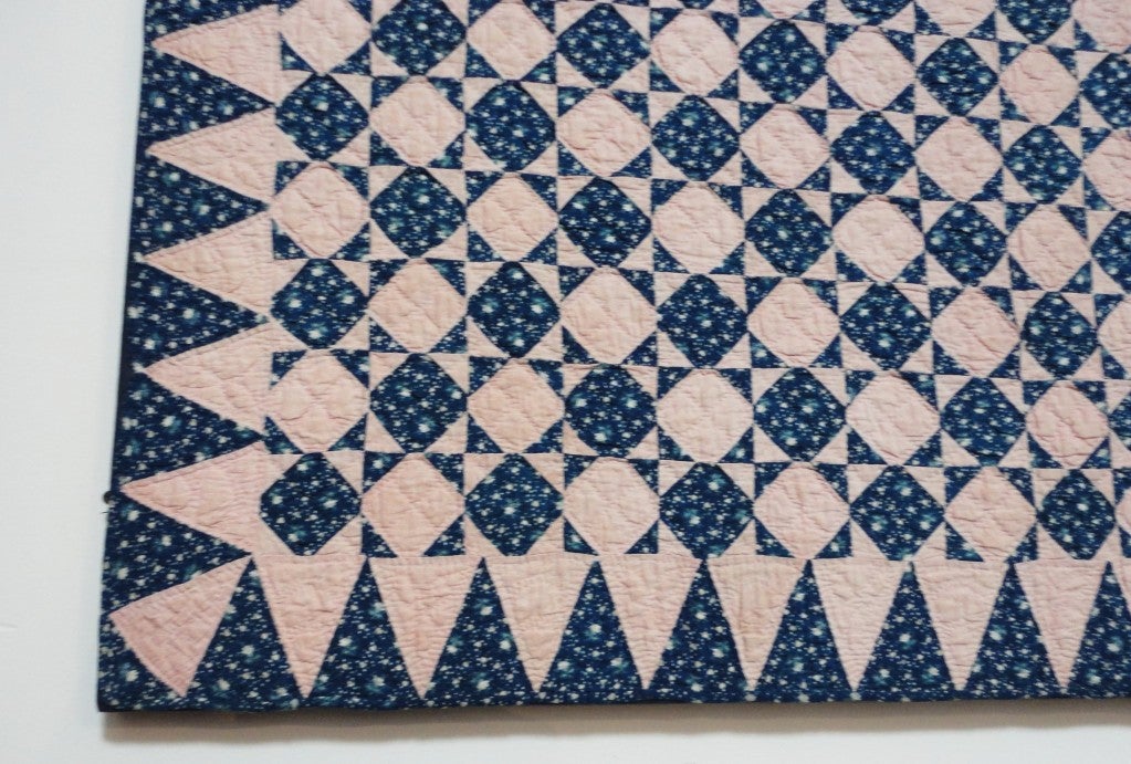Cotton Early 19thc New England Great Mini Pieced Mounted Crib Quilt