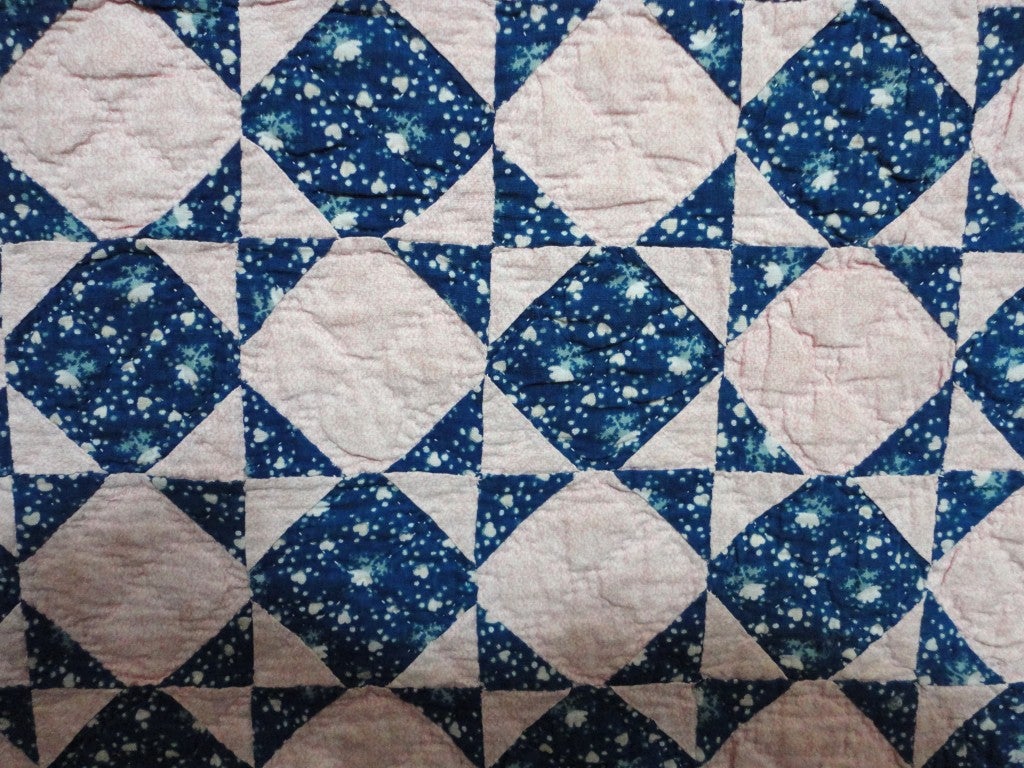 Early 19thc New England Great Mini Pieced Mounted Crib Quilt 1