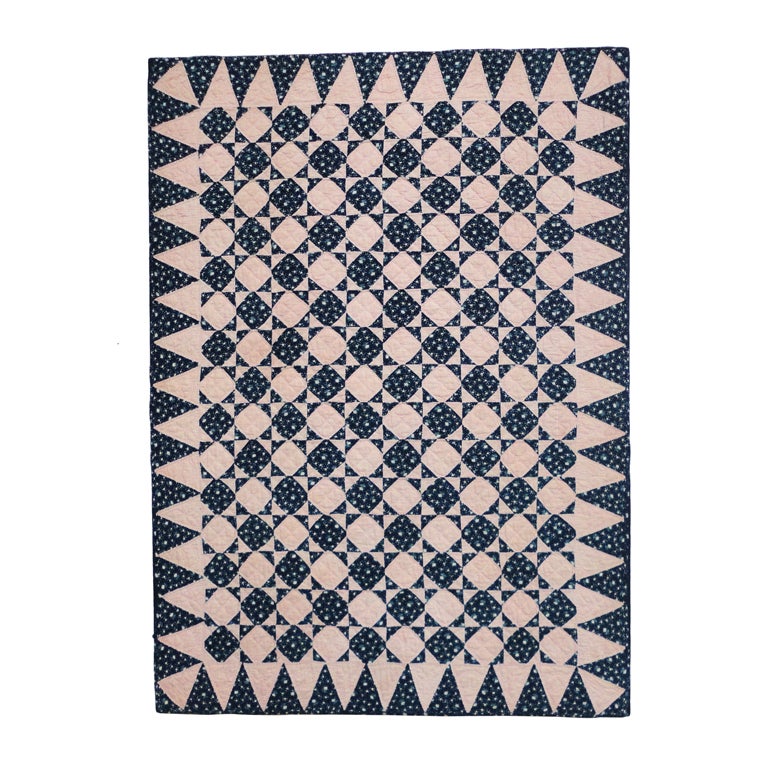 Early 19thc New England Great Mini Pieced Mounted Crib Quilt