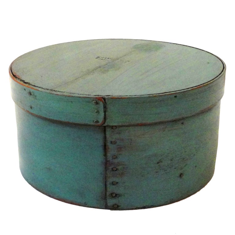 Large 19thc Original Blue Painted Pantry Box/Signed