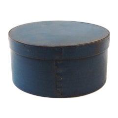 19THC Original Blue Painted Large Pantry Box From New England