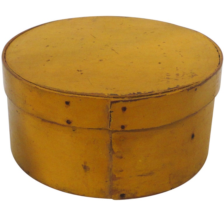 19THC Original Yellow  Polychrome Painted Large  Pantry Box