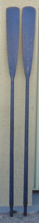 Fantastic & Unusual 19thc Original Blue Painted Oars From Maine 3