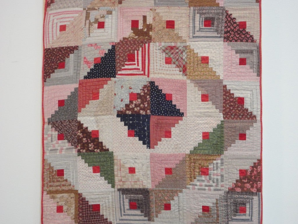 19thc Pennsylvania Mounted Cotton Log Cabin Crib Quilt at 1stdibs