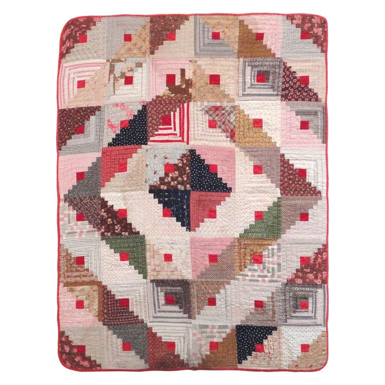 19thc Pennsylvania Mounted Cotton Log Cabin Crib Quilt at 1stdibs