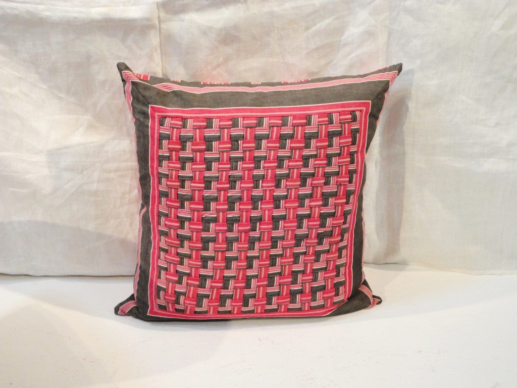 Fantastic 19thc Ticking Basket Weave pillows 1