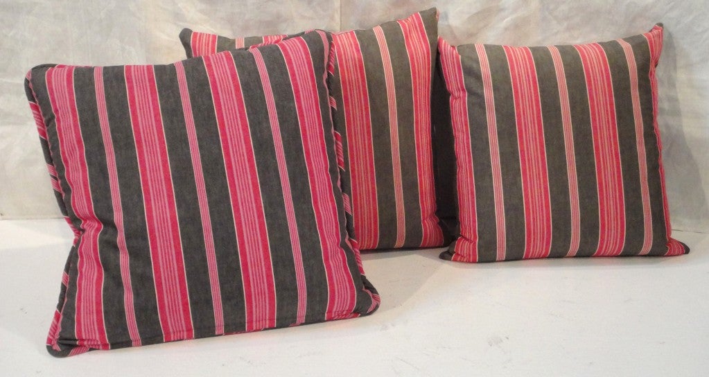 Fantastic 19thc Ticking Basket Weave pillows 2