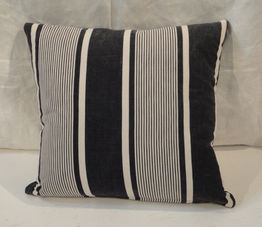 19th Century 19THC Ticking Basket Weave Pillows