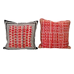 19THC Ticking Basket Weave Pillows