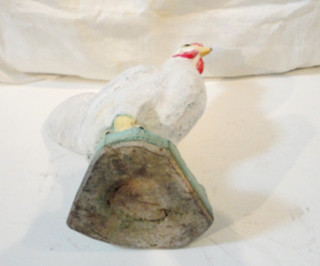 Fantastic 1930'S  Original Painted Concrete Folky  Rooster 1