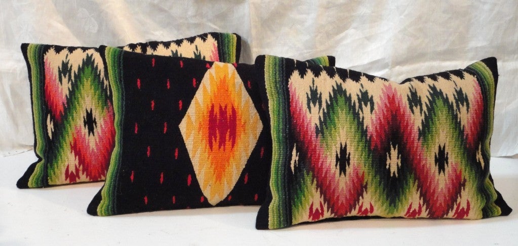 These wonderful and colorful Mexican Sarape hand woven pillows are in the greatest colors and patterns.Sold individually and only three in stock.