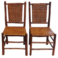 Paar alte Hickory-Beistellstühle aus den 1930er Jahren