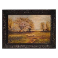 Signed & Dated  1884/P.Rauch  Oil Painting Of Sheep  In Frame