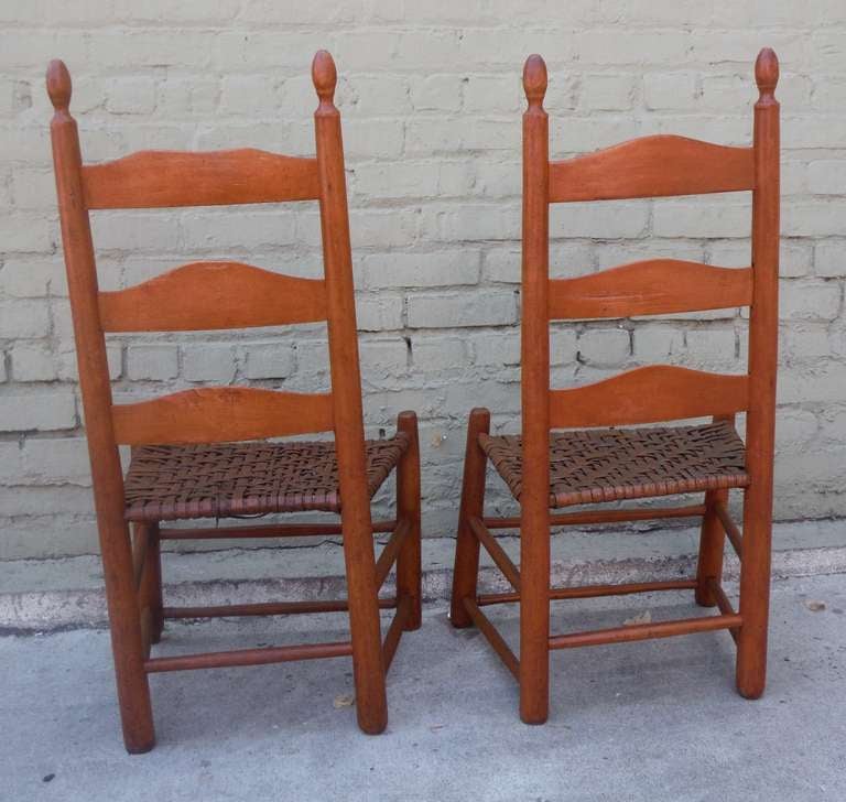 American Pair of Shaker Style Ladderback Chairs For Sale