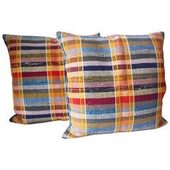Pair of Vintage Rag Rug Pillows 10