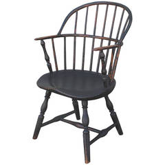 Antique 18th Century Original Painted and Signed New England Windsor Armchair