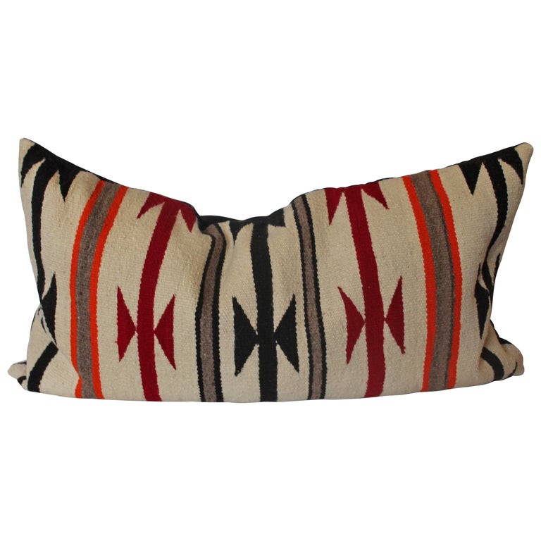 Geometric Navajo Indian Weaving Bolster Pillow For Sale