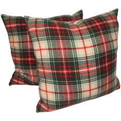 Vintage Pair of Wool Plaid Pillows