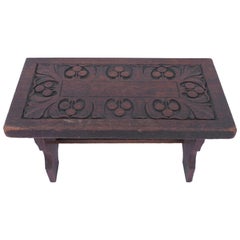 19th Century Hand-Carved Walnut Foot Stool