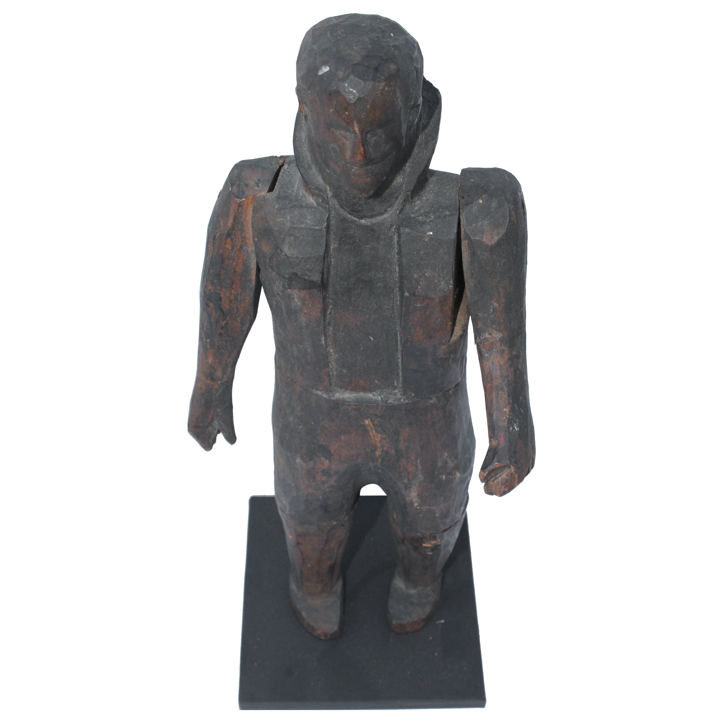 Early 19th Century Folk Art Hand-Carved Gentleman Sculpture For Sale