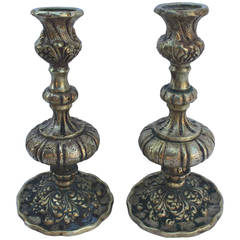 19th Century Brass English Candlestick Holders