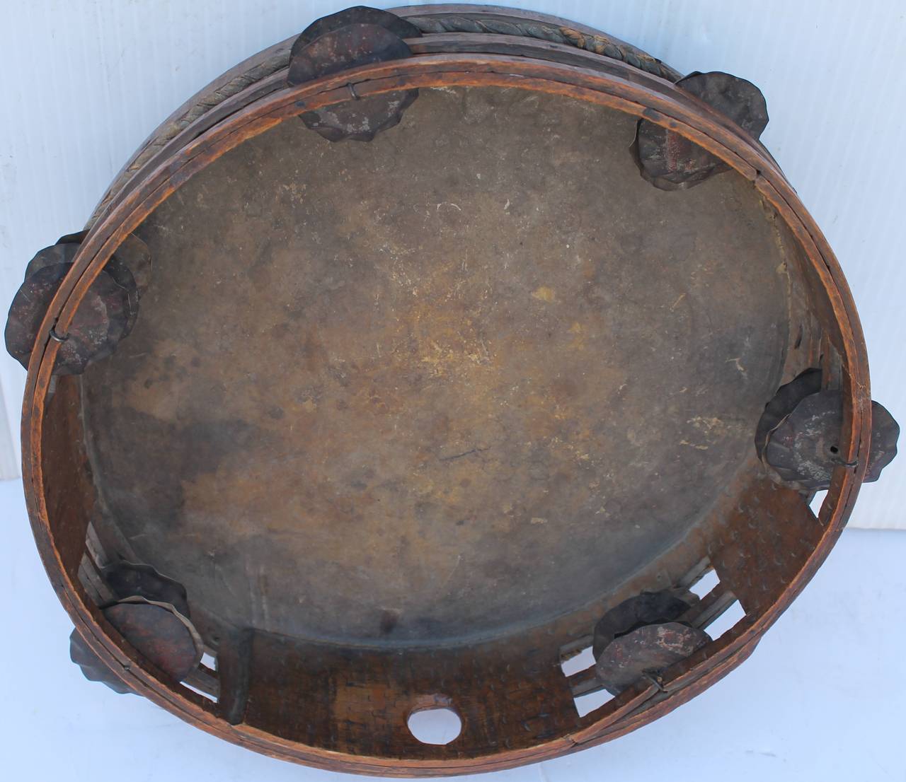 Early 19th Century  American Tambourine from New England In Distressed Condition In Los Angeles, CA