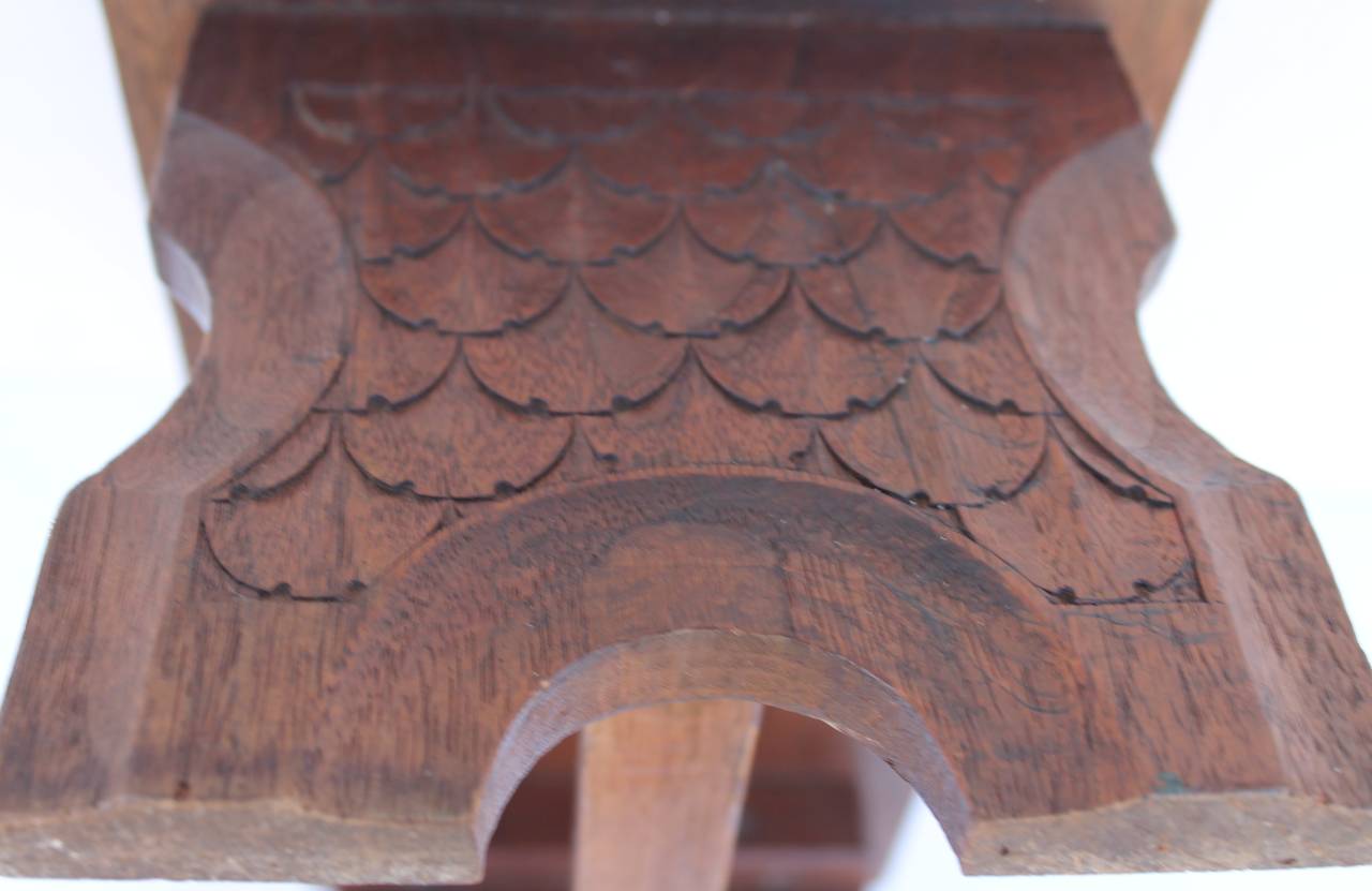 Adirondack 19th Century Hand-Carved Walnut Foot Stool