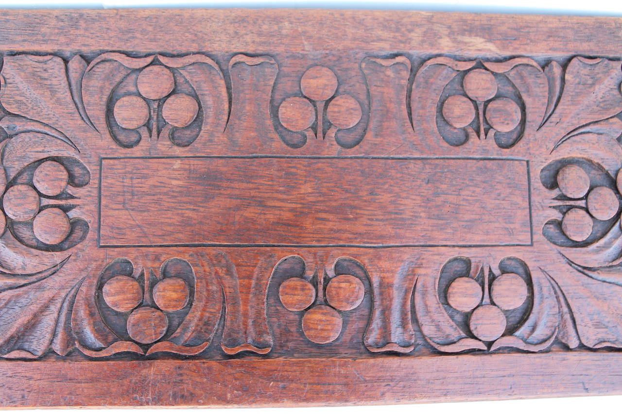 American 19th Century Hand-Carved Walnut Foot Stool