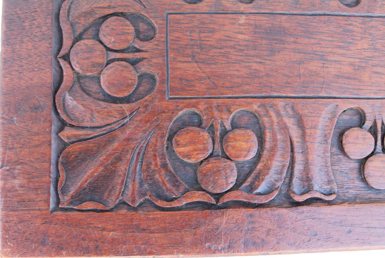 19th Century Hand-Carved Walnut Foot Stool In Distressed Condition In Los Angeles, CA