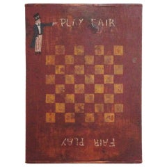 19thc Original Painted Uncle Sam Game Board "PLAY FAIR "