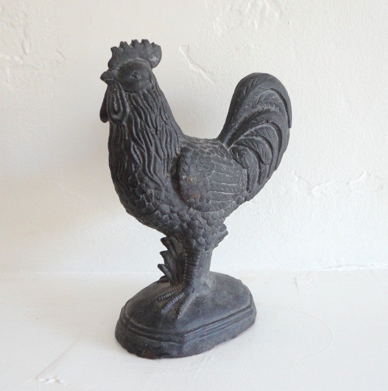 Early & Rare 19THC  Heavy Lead Rooster Door Stop