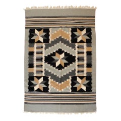 Vintage Fantastic Geometric Chamayo  Indian Weaving w/ Original Fringe