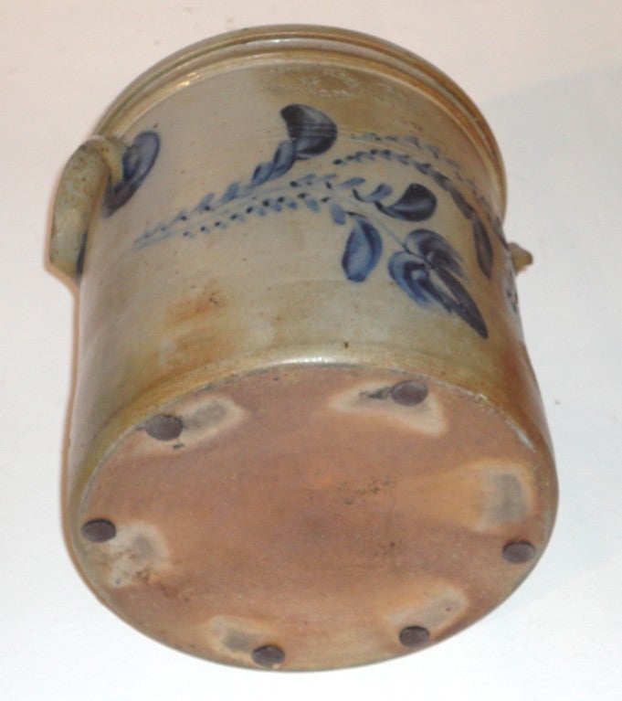 19thc Blue Decorated Double Handled Crock/signed & Reading, pa. 3