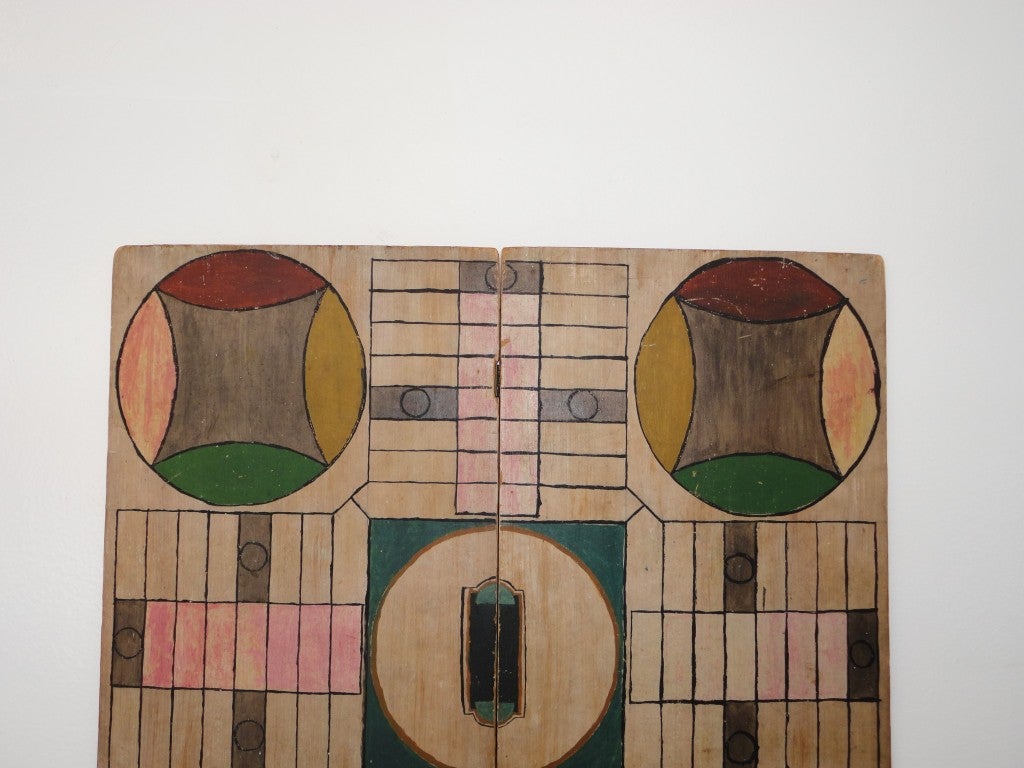 American Rare & Early 19THC Folding Seven Color Original Paint Gameboard