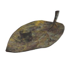 Fantastic Patinaed Bronze Lg. Leaf Serving Tray